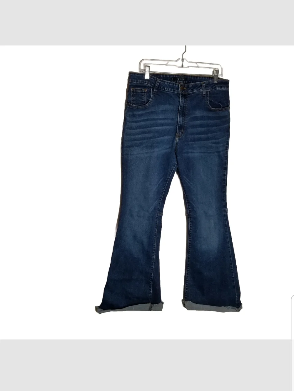 L&B Lucky and Blessed Jeans Women's 18 High Rise Extreme Flare Bell Blue Denim